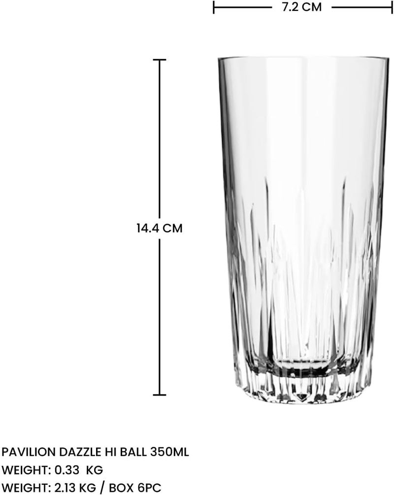 Lucaris Pavilion Dazzle Highball Glass Set - 350ml, Premium Crystal, Set of 6 - Image 3